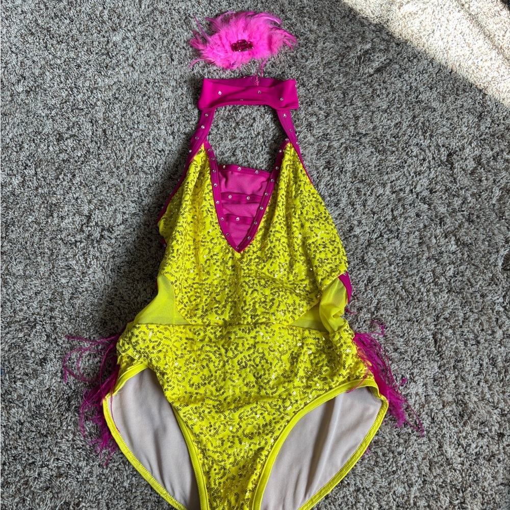 Kids Dance Costume in Yellow and Pink